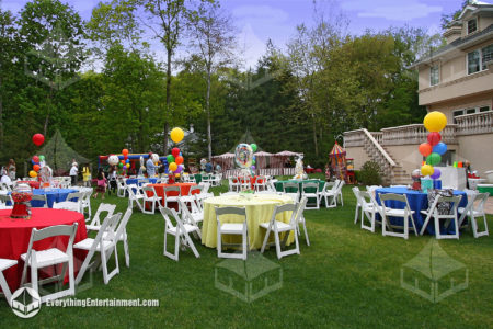 colorful rentals in a backyard for a kids party