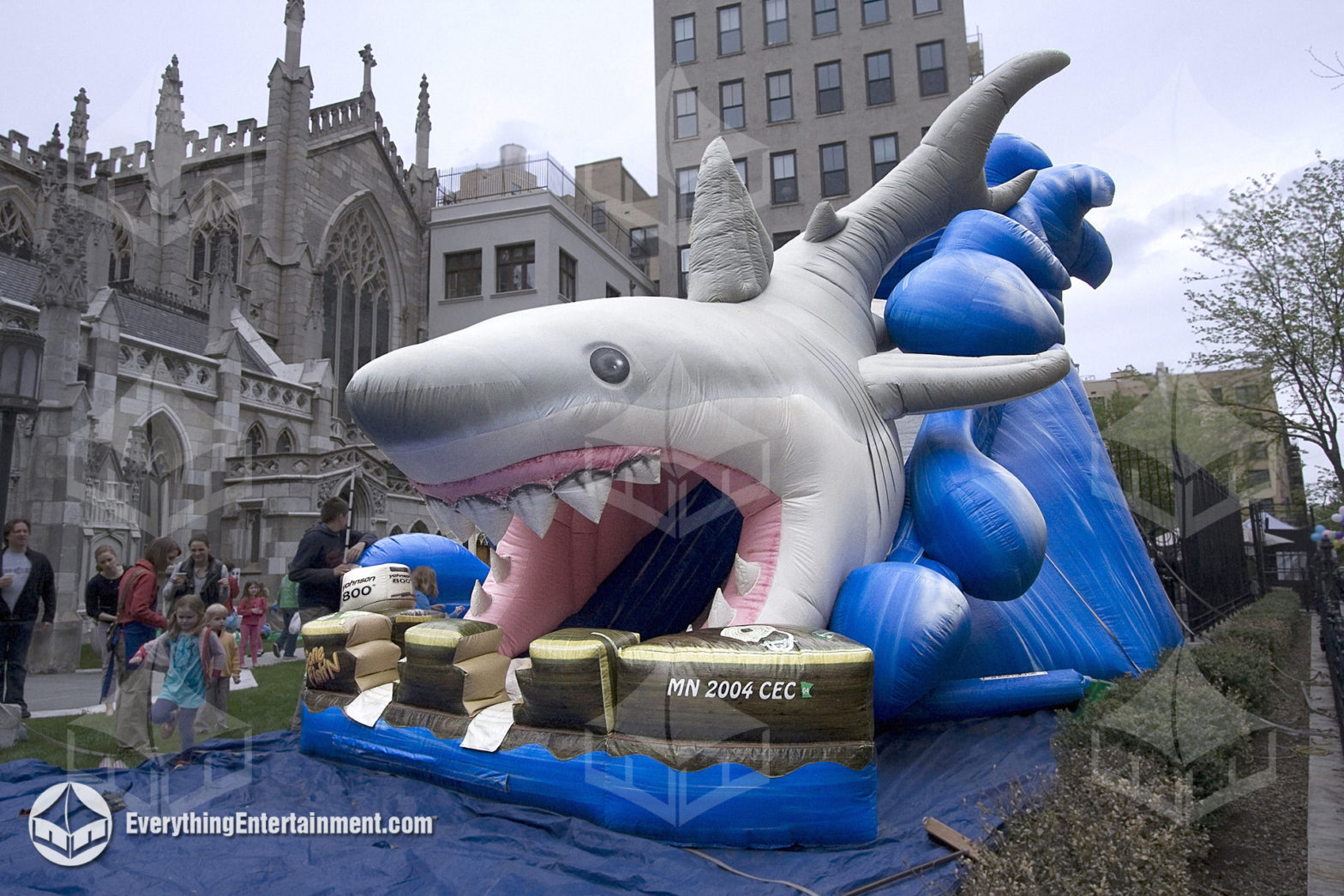 Giant great white shark inflatable slide