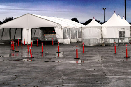 Large tent for drive through testing