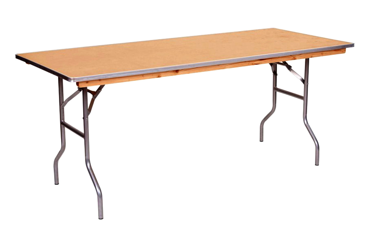 wood folding table with metal legs
